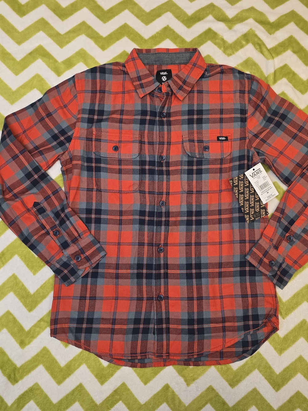 Vans Kid's Red Plaid Flannel Shirt Size Medium